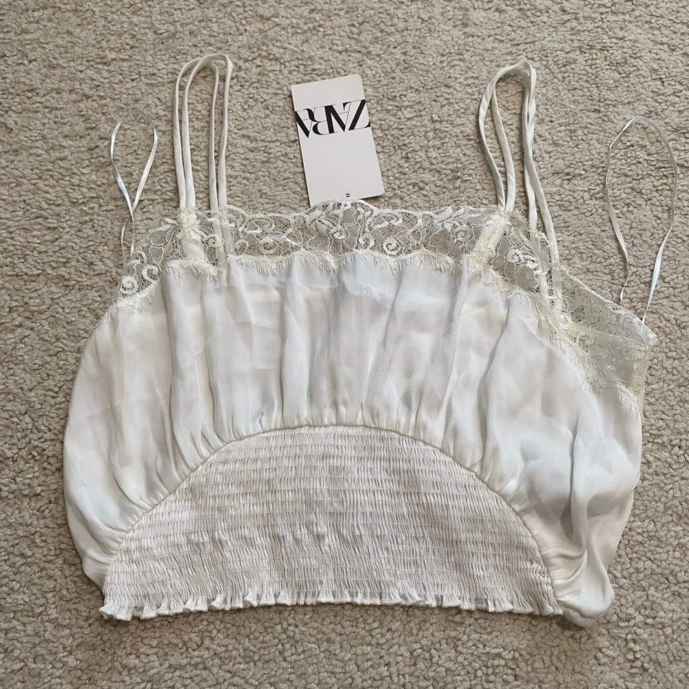 ZARA White Cropped Camisole NWT Size S - Picture 5 of 8
